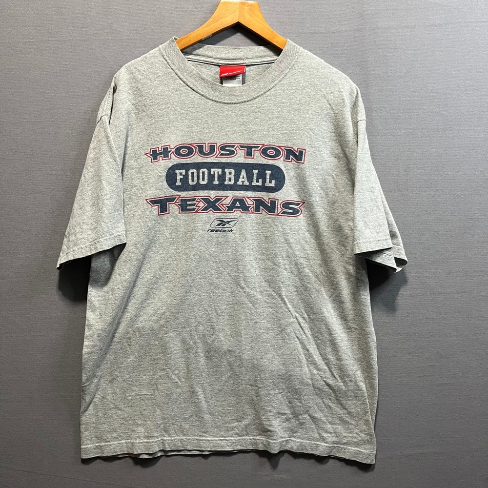 Reebok Houston Texans Mens Graphic T-Shirt Gray Short Sleeve Crew Neck Size M